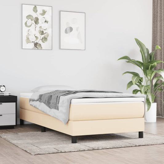 Boxspring Met Matras Stof Kleurig Crème