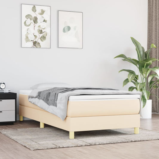 Boxspring Met Matras Stof Kleurig Crème