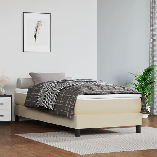 Boxspring Met Matras Kunstleer Kleurig Crème