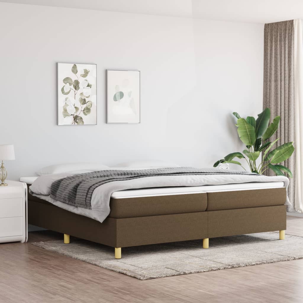 Boxspring Met Matras Stof Donkerbruin