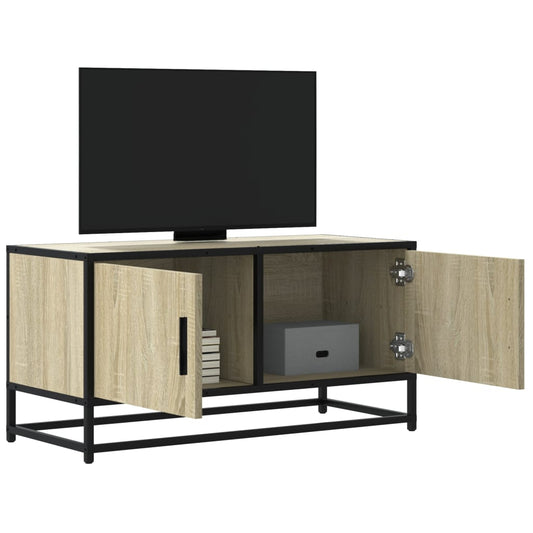 Tv-Meubel 80X34,5X40 Cm Bewerkt Hout Metaal Kleurig