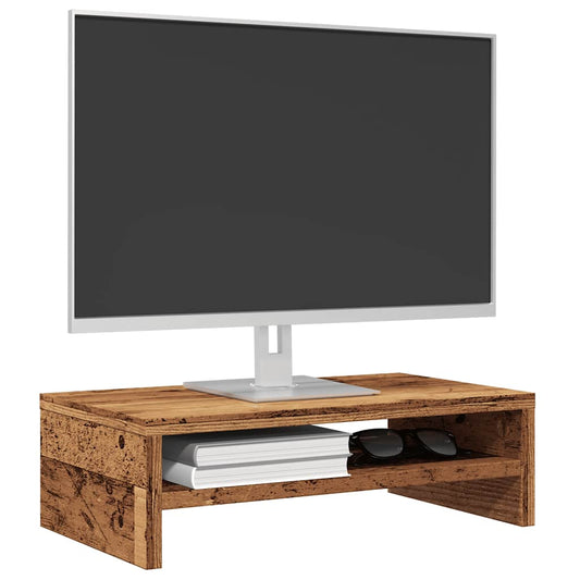 Monitorstandaard 42X24X13 Cm Bewerkt Hout Oud Houtkleurig Blauw