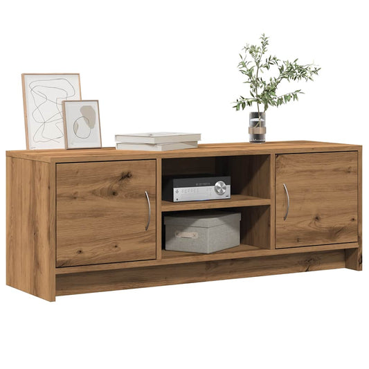 Tv-Meubel 102X30X37,5 Cm Bewerkt Hout Artisanaal Eikenkleur