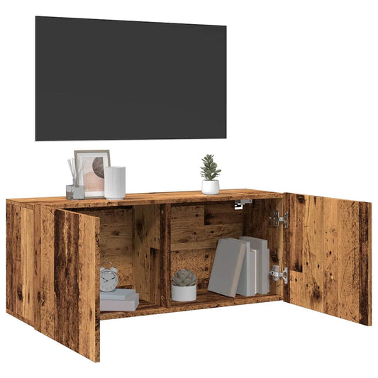 Tv-Meubel Wandgemonteerd 100X30X41 Cm Oud Houtkleurig